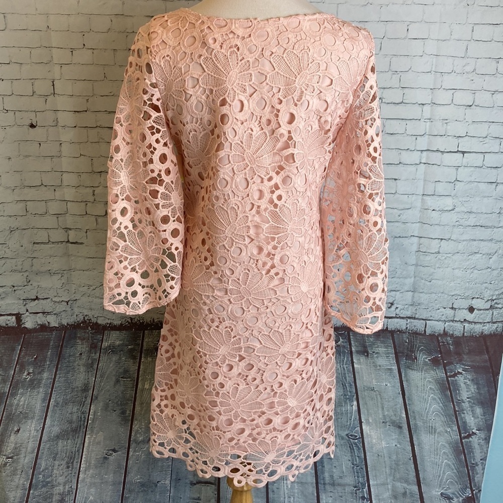 Nanette Lapore NWT lace dress tulip sleeve wedding baby shower barely blush pink - Picture 12 of 16